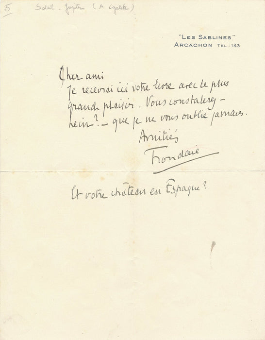 Pierre FRONDAIE (1884-1948) dramaturge écrivain 2 lettres autographes signées