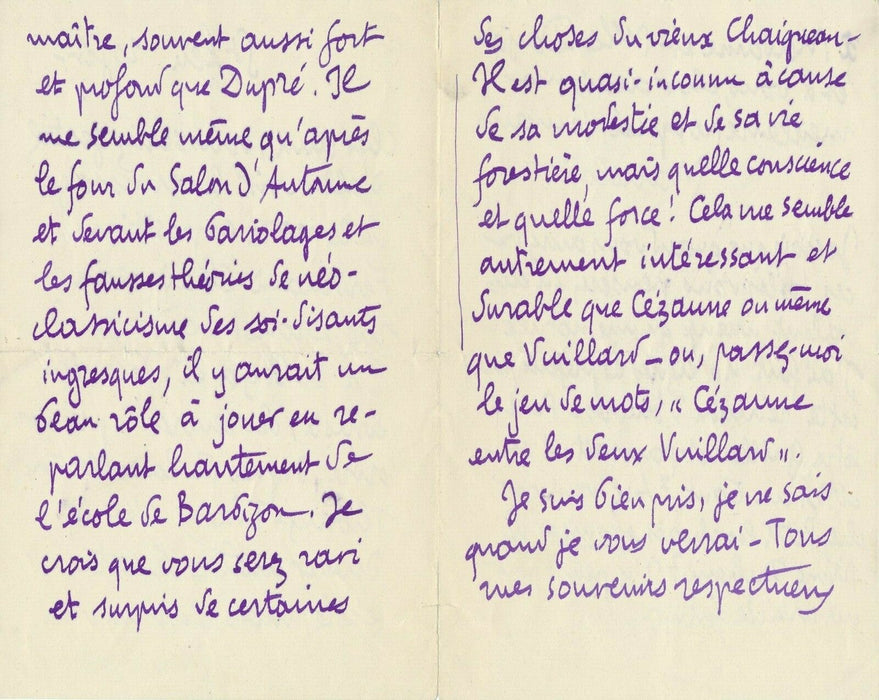 Camille MAUCLAIR écrivain Belle lettre sur Ferdinand Chaigneau autographe signée