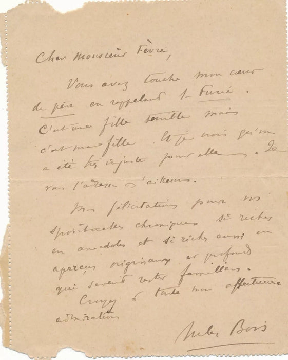 écrivain Jules BOIS 3 lettres autographes signées 2 à l'acteur Frédéric Febvre