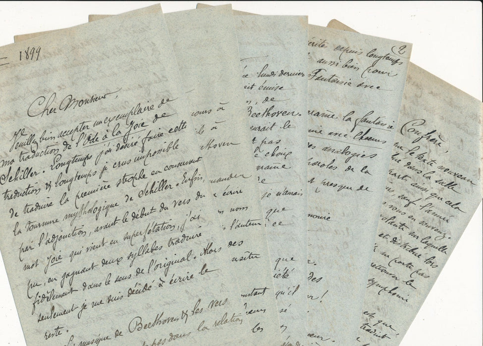 Amédée BOUTAREL 9 lettres autographes signées lot Beethoven Schiller