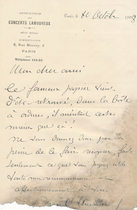 Camille CHEVILLARD compositeur chef orchestre 9 lettres autographes signées lot