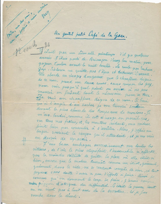 HENRY KISTEMAECKERS fils Belge manuscrit signé Un gentil petit café de la gare