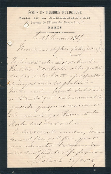 compositeur Gustave LEFÈVRE 4 lettres autographes signées belle correspondance