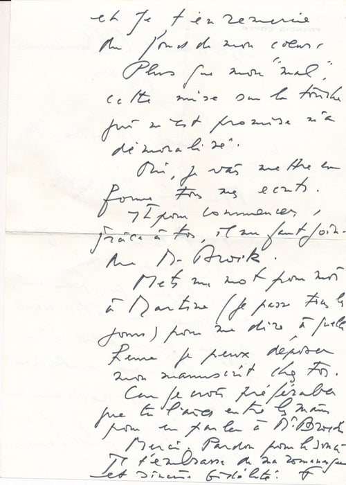 Francis COVER est mis sur la touche lettre autographe signée chanson