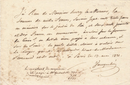 Louis Nicolas VAUQUELIN chimiste reçu autographe signé mémoire Jardin du Roi