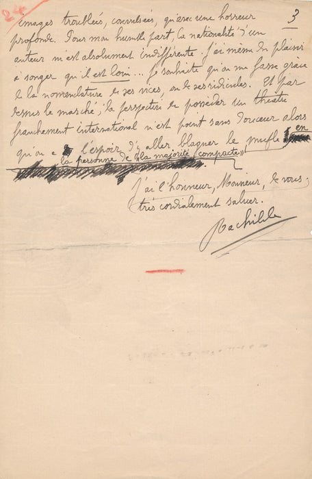 RACHILDE manuscrit autographe signée il n'y a plus de dramaturges !