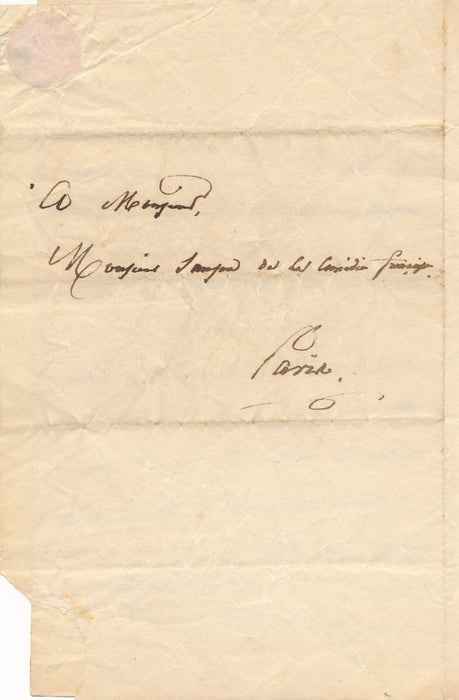 DUPATY à Joseph SAMSON Vous faites de si bonnes élèves lettre autographe