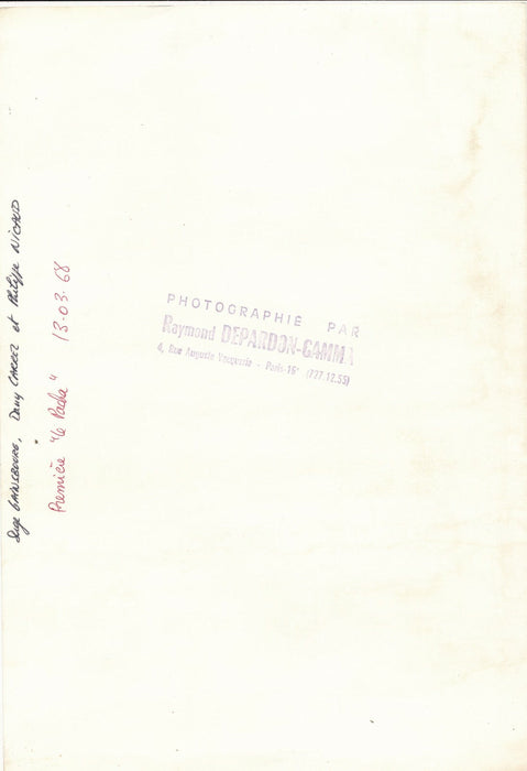 Serge GAINSBOURG Dany CARREL , Philippe NICAUD par DEPARDON, 1968