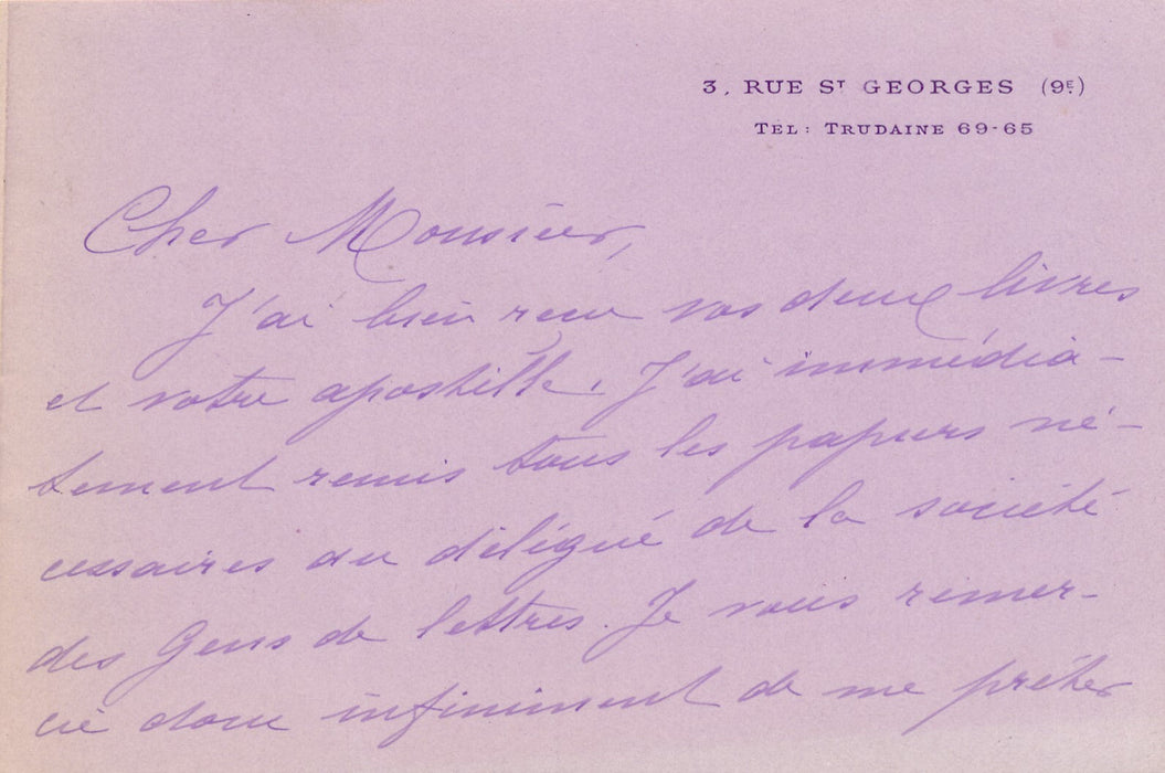 Odette DULAC son correspondant n'est pas féministe ! carte autographe signée