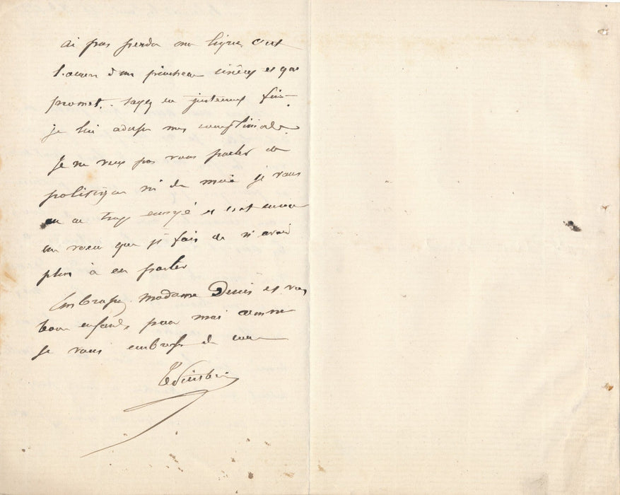 Blénod lès Toul lettre autographe signée à famille Denis meurthe et moselle