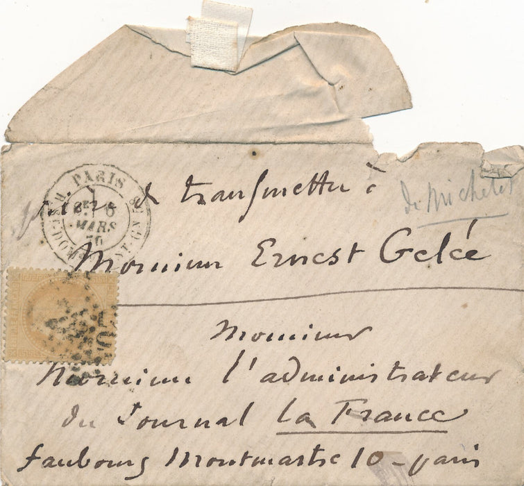 Jules MICHELET lettre autographe signée sur Nos Fils et réponse autographe signé