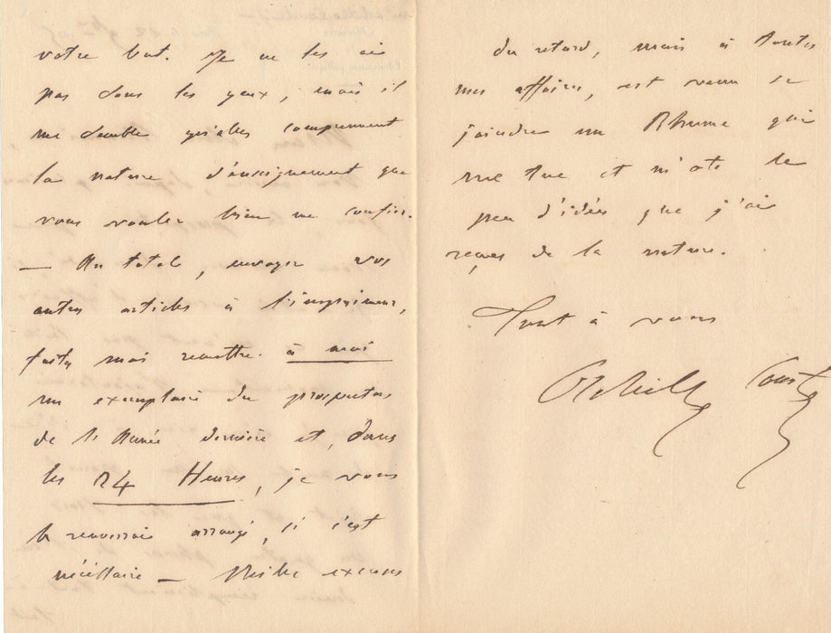 Achille COMTE 2 lettres autographes à Charles Pitois éditeur ouvrage d’Orbigny