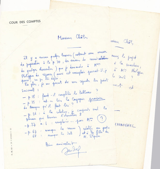 Jean CHARBONNEL Corrèze Brive 10 lettres autographes signées ET 8 CAS
