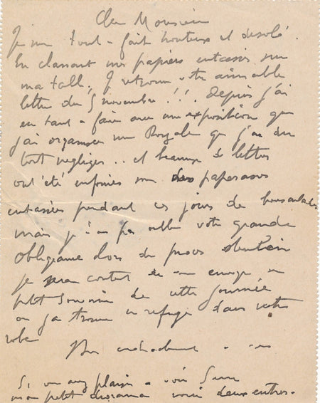 art SEM exposition 1910 galerie diorama intéressante lettre autographe signée