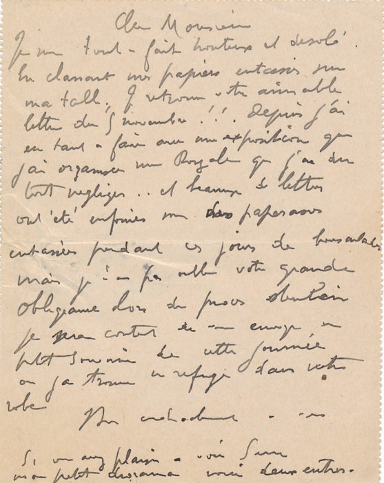 art SEM exposition 1910 galerie diorama intéressante lettre autographe signée