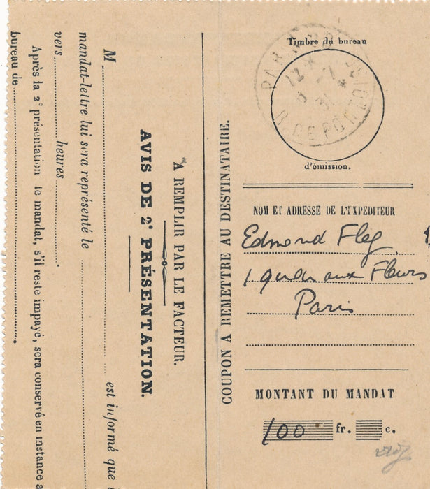 Edmond FLEG lettre autographe signée mandat figure du judaïsme 1931