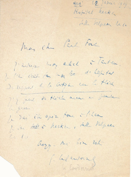 Georges LE CARDONNEL critique littéraire lettre à Paul FORT théâtre et critique