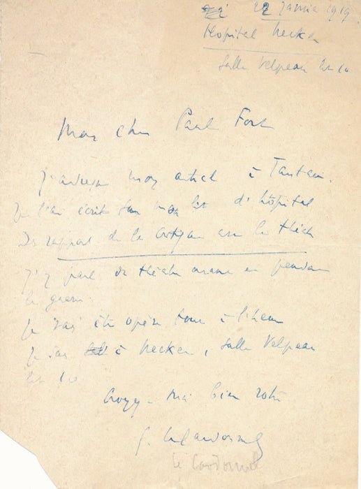 Georges LE CARDONNEL critique littéraire lettre à Paul FORT théâtre et critique