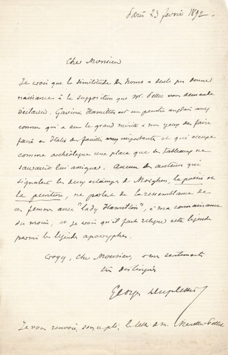 Georges DUPLESSIS 2 lettres autographes signées Hamilton Gavin et Lady