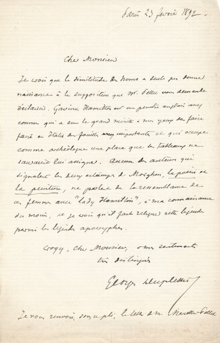 Georges DUPLESSIS 2 lettres autographes signées Hamilton Gavin et Lady