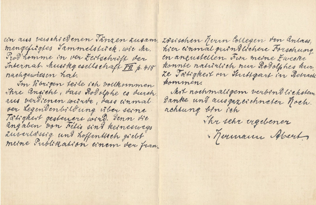 Hermann ABERT musique 5 lettres autographes signées Jommelli  Rodolphe Allemagne