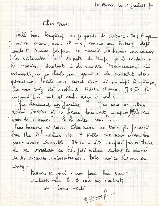 Daniel SCHMITT ensemble lettres et poèmes autographes illustrés