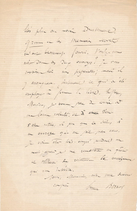 Ernest BERSOT 2 lettres autographes signée 1 sur Mesmer et le magnétisme animal