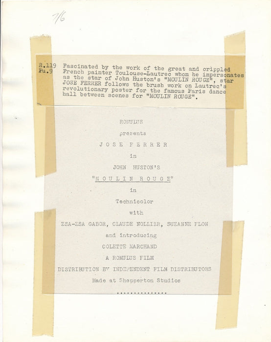 cinéma José FERRER Toulouse Lautrec film John Huston Moulin Rouge photo