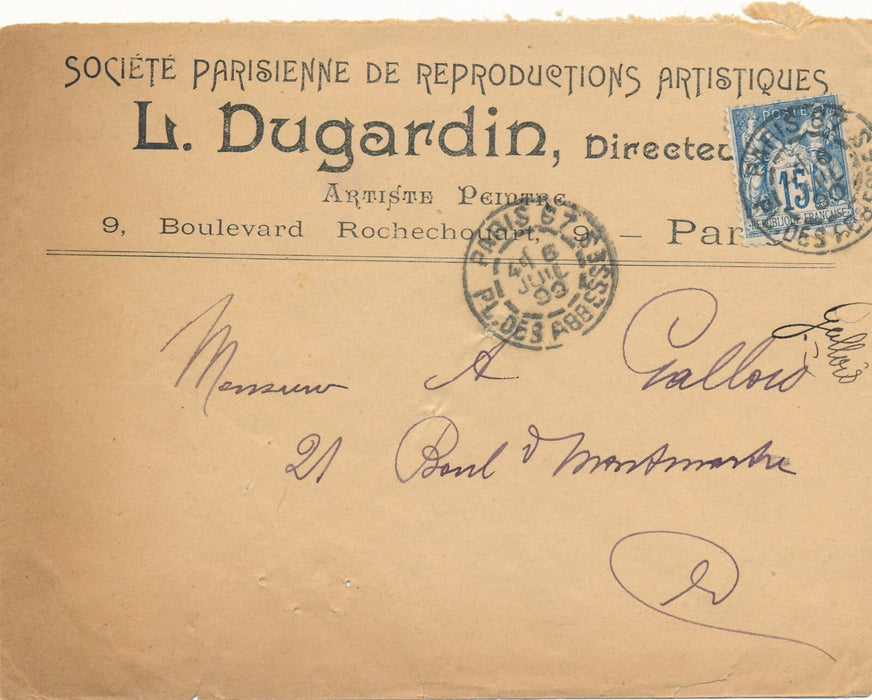 Louis Ernest DUGARDIN peintre billet signé presse coupures