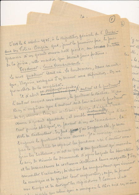 chanson music hall Louis LEMARCHAND manuscrit autographe sur le producer