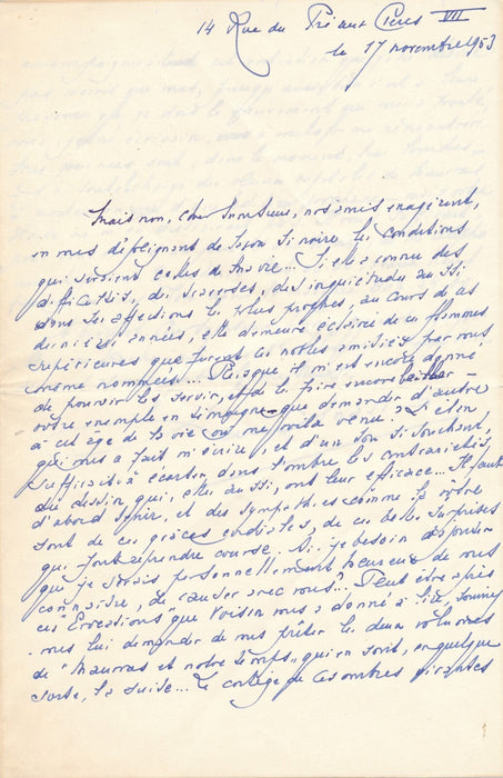 Henri MASSIS 24 lettres autographes signées  ! correspondance 1954-1962