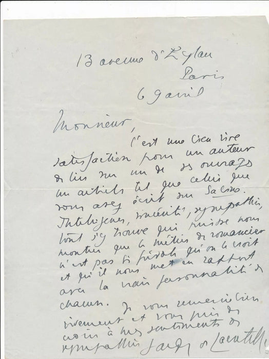 Jacques de Lacretelle 6 lettres autographes signées et 1 carte son travail
