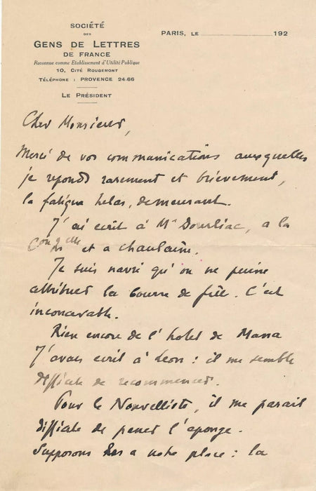 Édouard Estaunié 2 lettres autographes jeune romancier