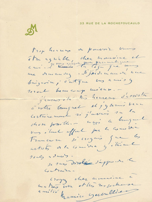 Maurice DESVALLIÈRES 2 lettres autographes poilus acteur Febvre intéressant