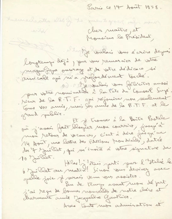 écrivain Paul GUTH ensemble 1 manuscrit autographe 3 lettres 2 dédicaces !