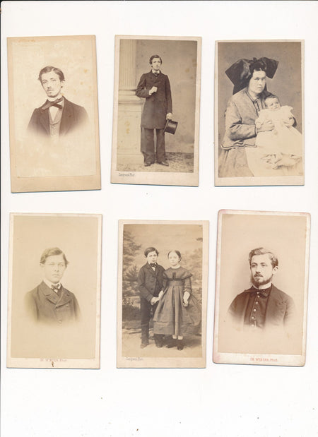 Strasbourg Famille BÜTTNER 13 photos cdv légendes Edmond Oscar Pauline Jennie...