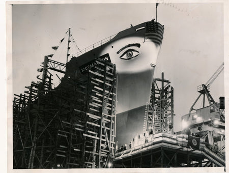 photo bateau Mormacsun mis à l’eau Oakland argentique époque presse 1940