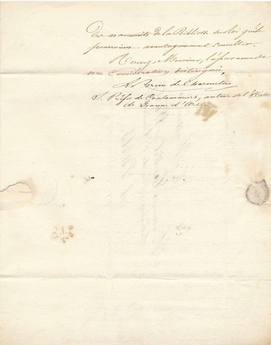 Edition Philippe-Alexandre LE BRUN DE CHARMETTES 2 lettres autographes signées