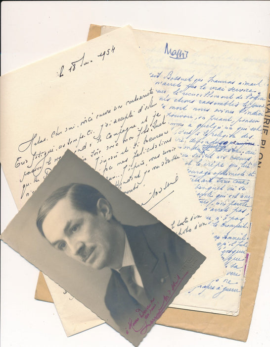 Henri MASSIS bel ensemble lettre manuscrit Maurras ET photo signée autographe