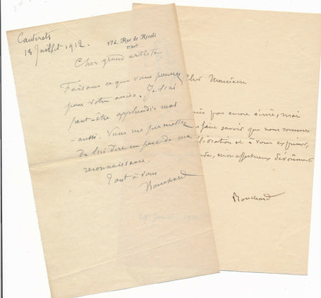 Charles BOUCHARD 2 lettres signées à l'acteur Frédéric FEBVRE