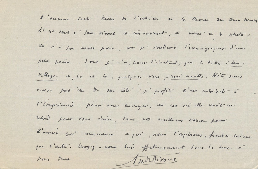 André RIVOIRE correspondance autographe 11 lettres autographes signées 