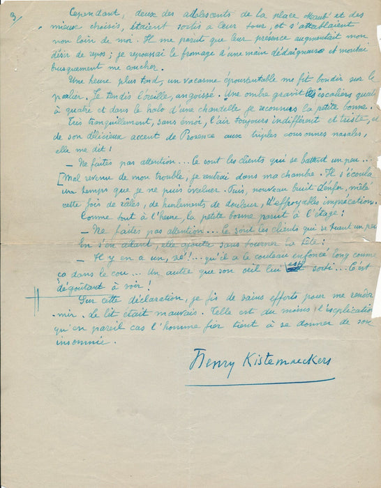 HENRY KISTEMAECKERS fils Belge manuscrit signé Un gentil petit café de la gare