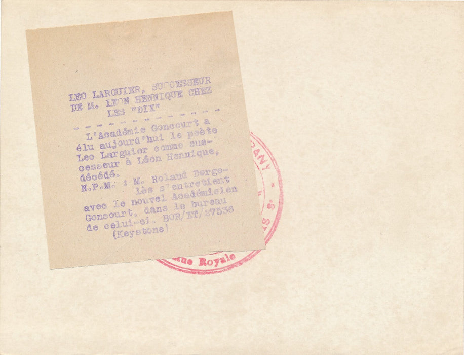 Roland DORGELÈS Léo LARGUIER photo photographie Goncourt