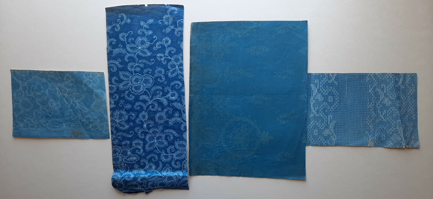 4 patrons dentelle cyanotypes, vers 1900 photo photographie