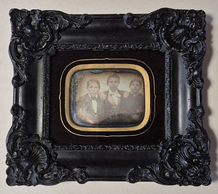 Daguerréotype cadre d’origine 7 x 9 cm frères et soeur photo photographie