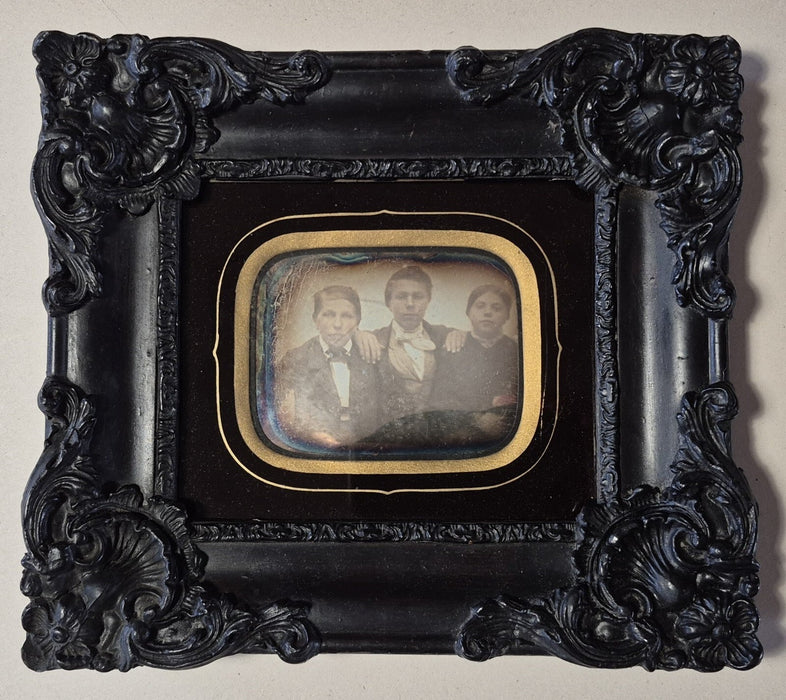 Daguerréotype cadre d’origine 7 x 9 cm frères et soeur photo photographie