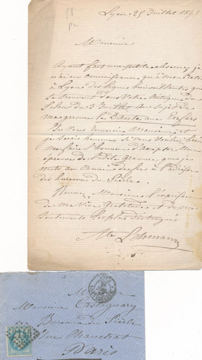 Wilhelm Auguste Rudolf LEHMANN sur Dante aux Enfers lettre autographe signée