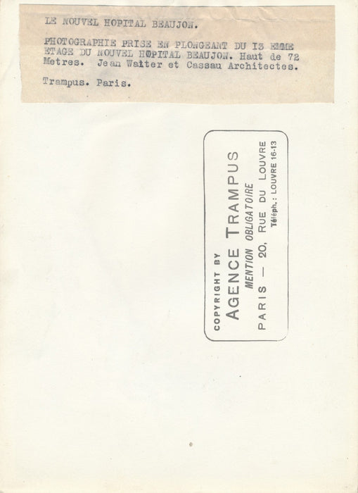 3 photos Hôpital Beaujon Clichy Jean Walter architecture argentique époque