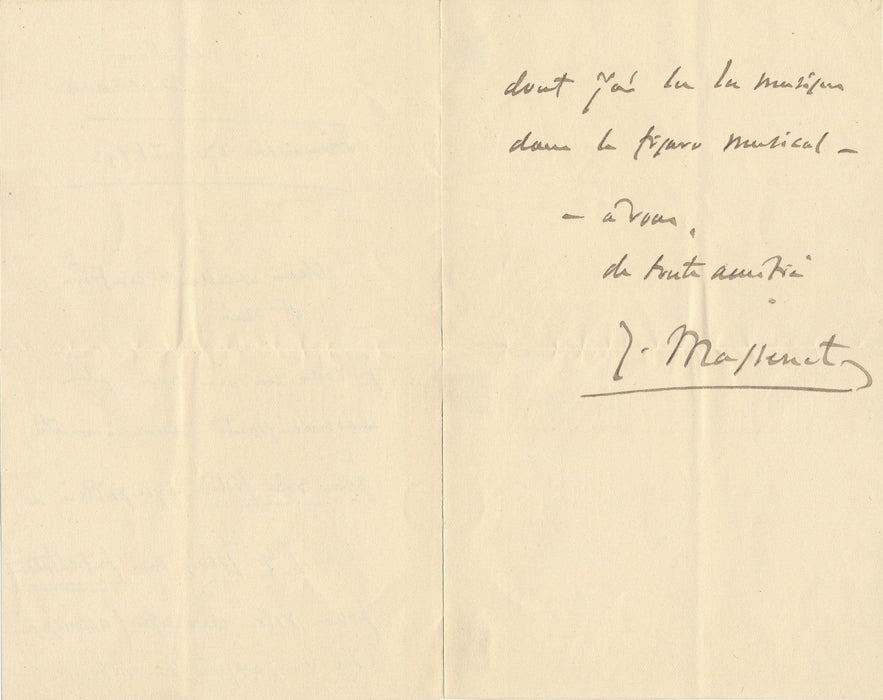 Jules Massenet autographe signée Armand Silvestre 1893 Morand Drames sacrés