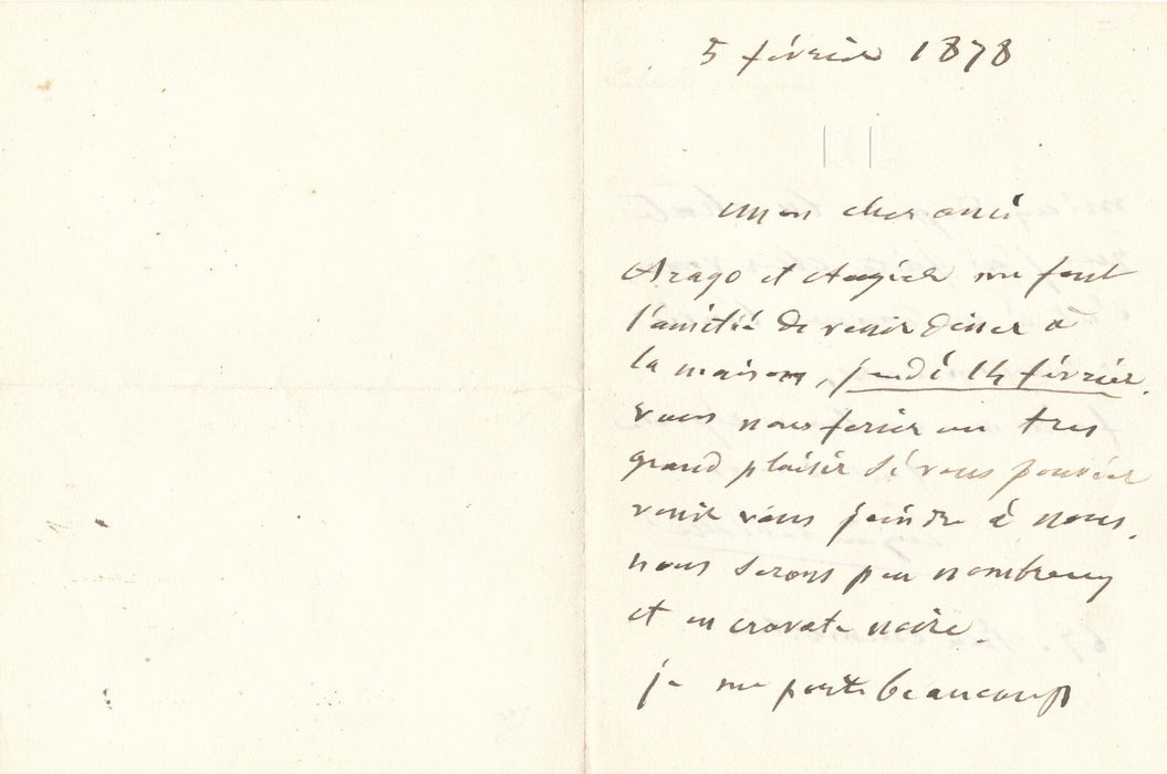 Eugène LABICHE invite Moreau-Chaslon Augier Arago cravate noire autographe signé